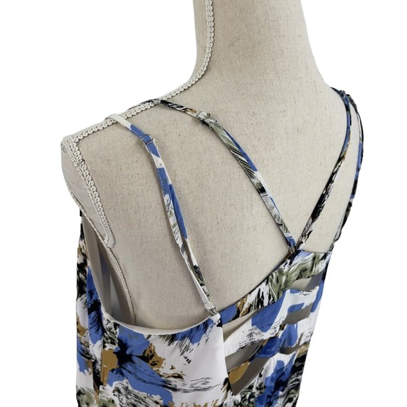 Entro Womens Strappy Abstract Flower Print Summer Sundress Mini Dress Medium - Picture 6 of 10